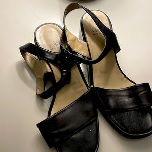 Varda (made in Italy) black leather wedge sandal